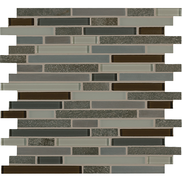 Crossville Ebb & Flow Mixed Linear 12" x 12" Natural Stone & Glass Mosaic
