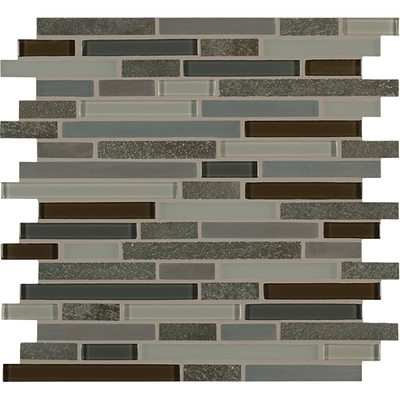 Crossville Ebb & Flow Mixed Linear 12" x 12" Natural Stone & Glass Mosaic