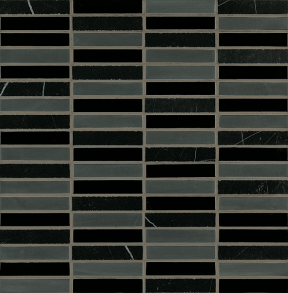Crossville Ebb & Flow 0.5" x 3" 12" x 12" Natural Stone & Glass Mosaic