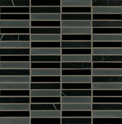 Crossville Ebb & Flow 0.5" x 3" 12" x 12" Natural Stone & Glass Mosaic