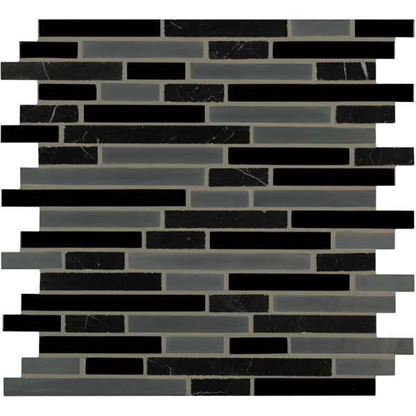 Crossville Ebb & Flow Mixed Linear 12" x 12" Natural Stone & Glass Mosaic