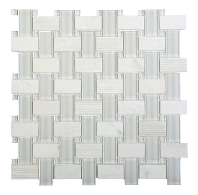 Ottimo Ceramics Essence 1 x 2 Woven 12" x 12" Glass & Stone Mosaic