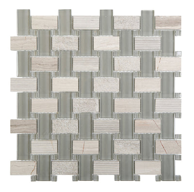 Ottimo Ceramics Essence 1 x 2 Woven 12" x 12" Glass & Stone Mosaic