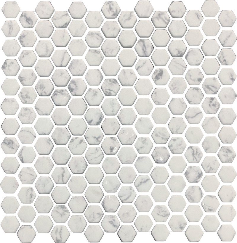 QDI Surfaces EcoStone 1" Hexagon 12" x 12" Glass Mosaic