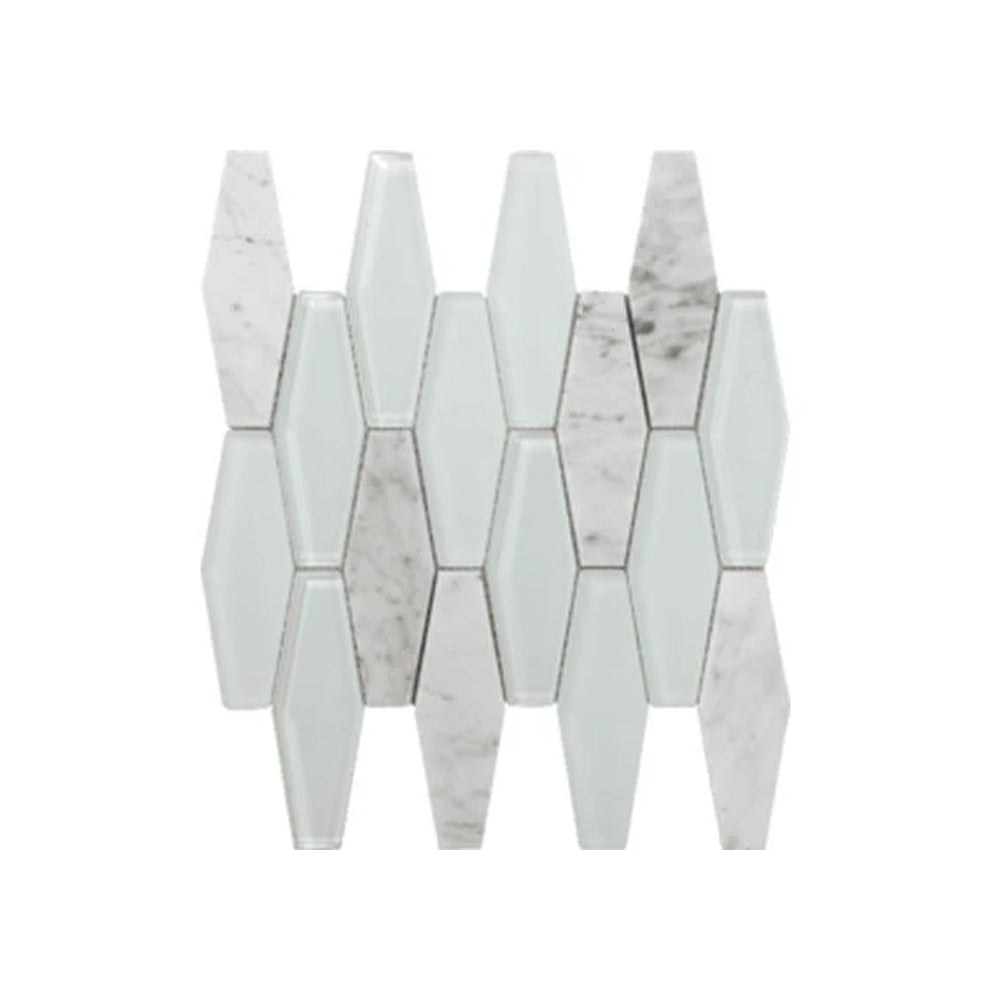 Tesoro Metro Diamond 11.75" x 12" Stone & Glass Mosaic