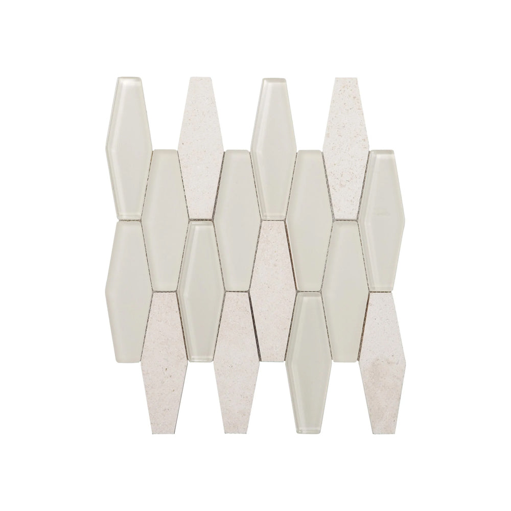 Tesoro Metro Diamond 11.75" x 12" Stone & Glass Mosaic