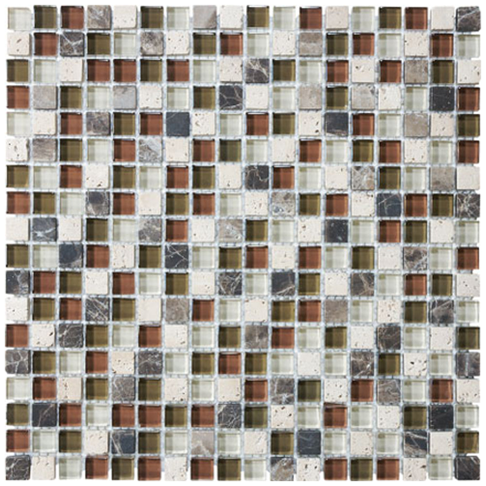 Florida Tile Bliss 12" x 12" Natural Stone & Glass Mosaic