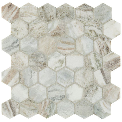 Arizona Tile Marble 2" x 2" Hexagon 12" x 12" Marble Mosaic
