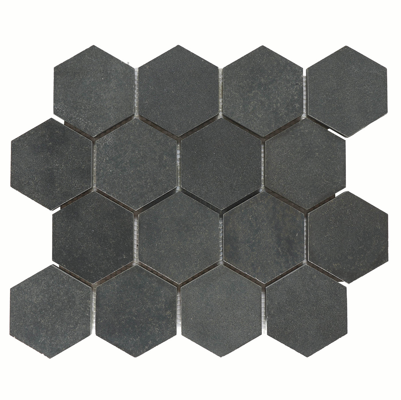 Patara Stone Basalt 3" Hexagon 9.84" x 11.4" Basalt Mosaic