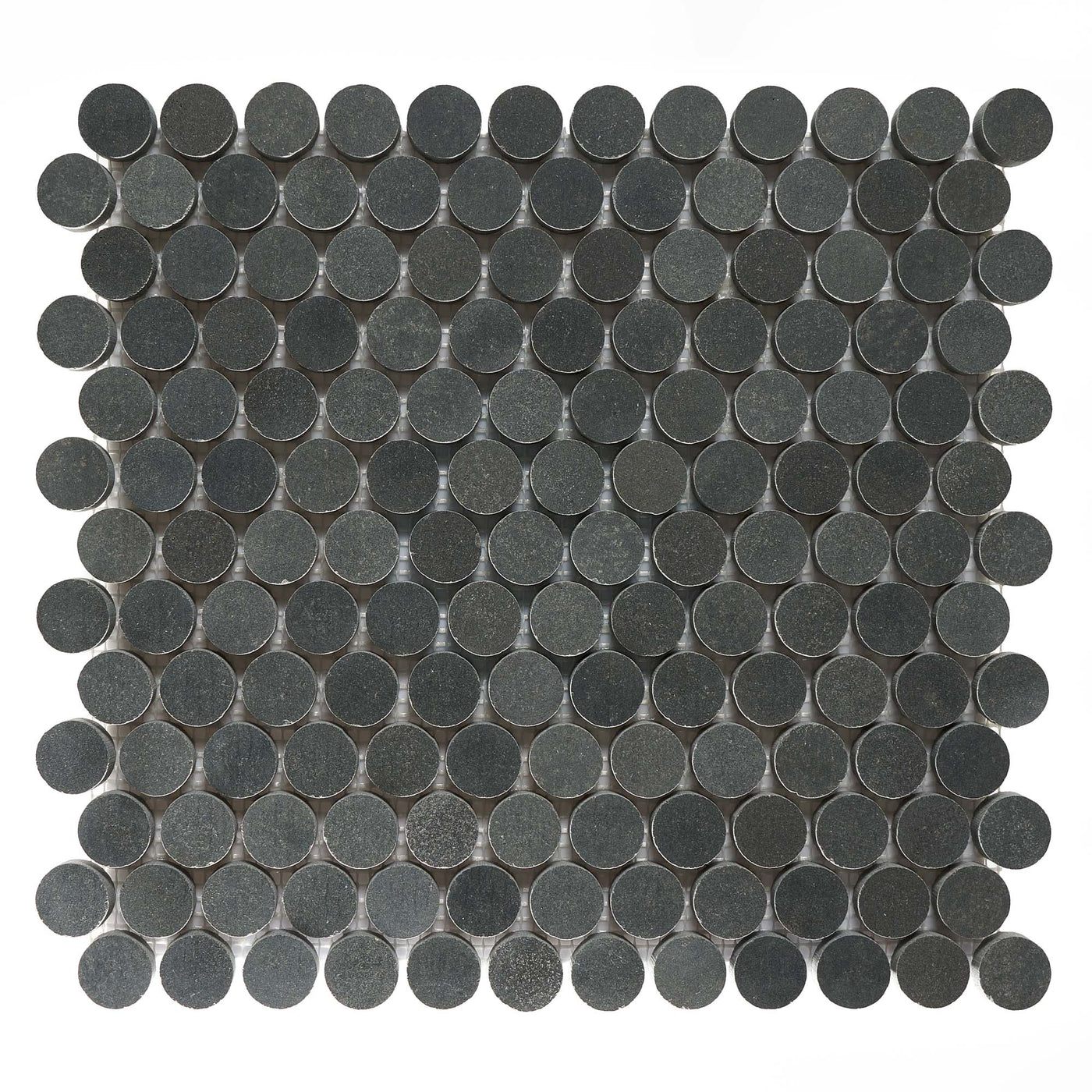 Patara Stone Basalt Penny Round 11.34" x 12" Basalt Mosaic