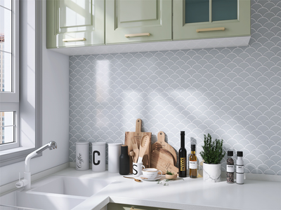 QDI Surfaces Fan 12" x 12" Porcelain Mosaic