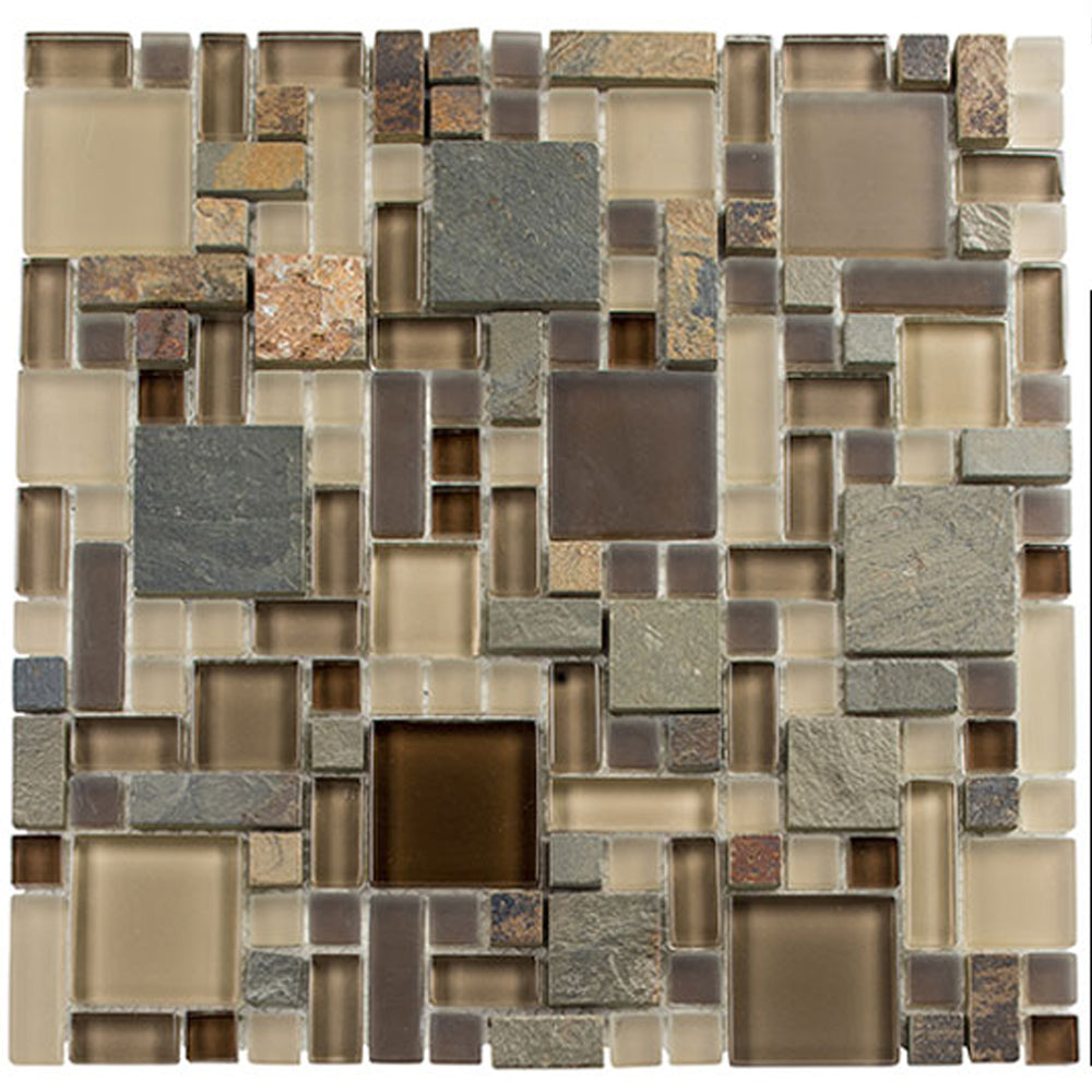 Slate & Glass Random Block 12" x 12" Slate & Glass Mosaic