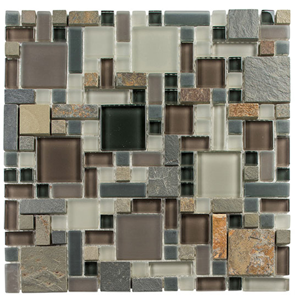 Slate & Glass Random Block 12" x 12" Slate & Glass Mosaic