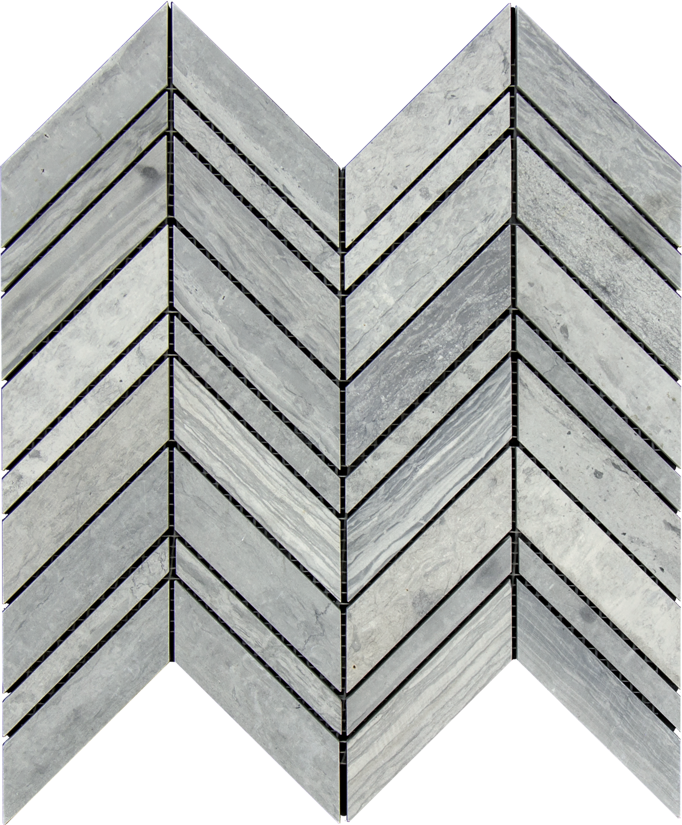 Tesoro Haisa Blue Chevron 10.5" x 10.25" Natural Stone Mosaic