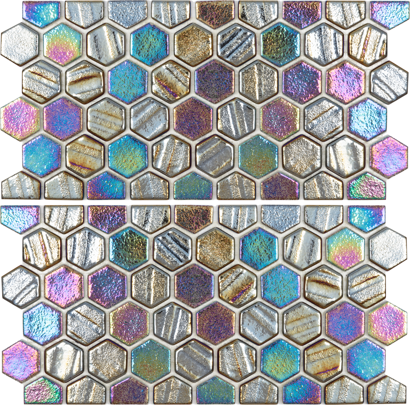 Tesoro Aquatica Illusions 1" Hex Waterline 11.5" x 12" Glass Mosaic