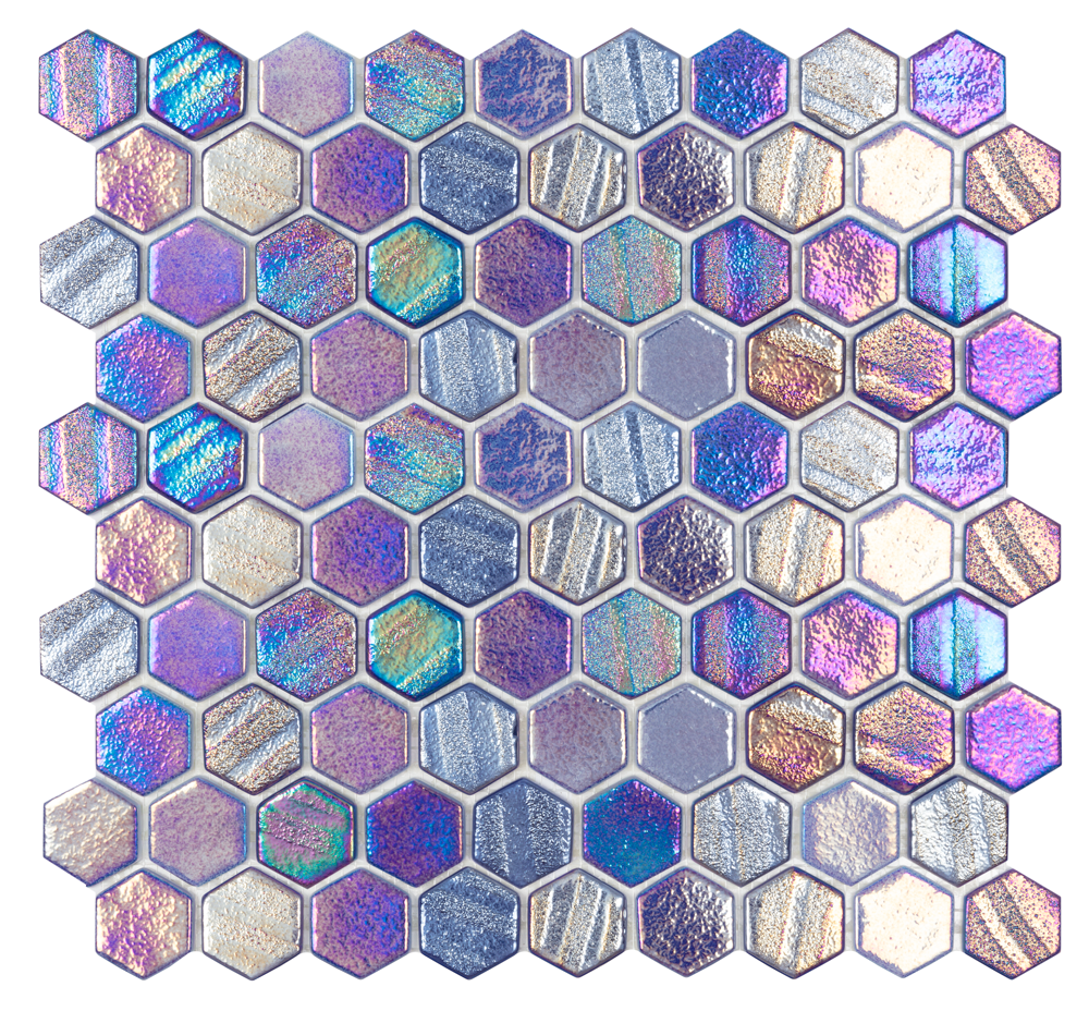 QDI Surfaces Illusions 1" Hexagon 12" x 12" Glass Mosaic