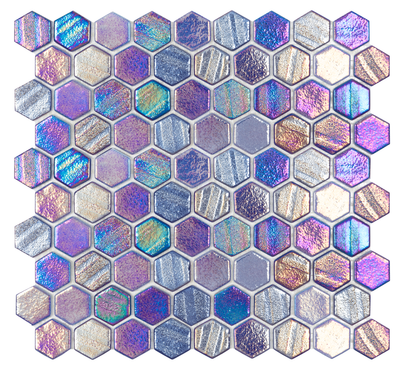 QDI Surfaces Illusions 1" Hexagon 12" x 12" Glass Mosaic