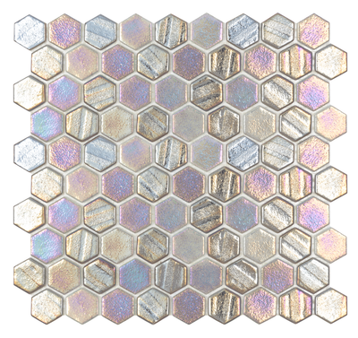 QDI Surfaces Illusions 1" Hexagon 12" x 12" Glass Mosaic