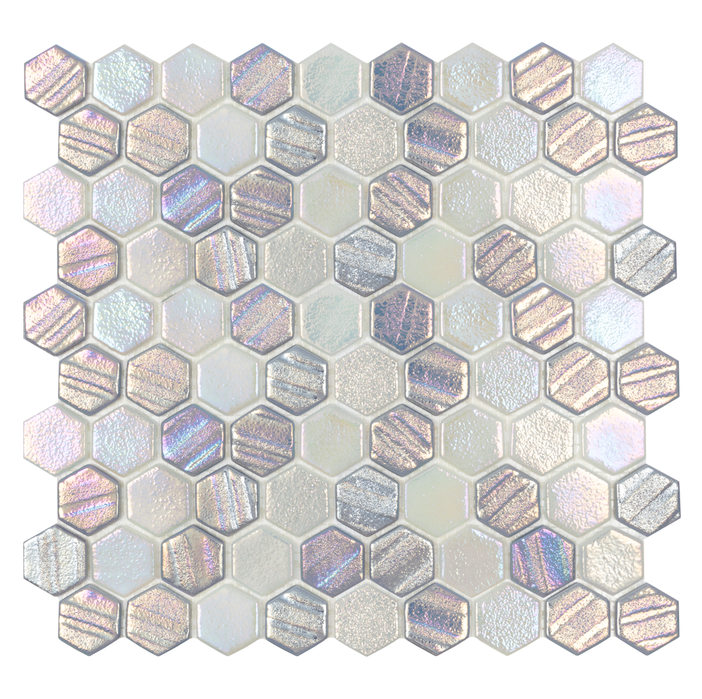 QDI Surfaces Illusions 1" Hexagon 12" x 12" Glass Mosaic