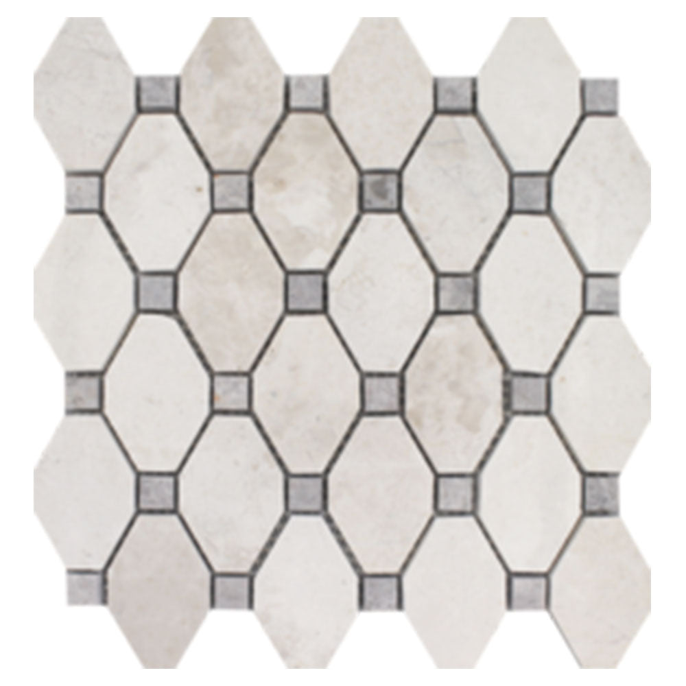 Tesoro Imperial Elongated Hexagon 10.5" x 10.25" Natural Stone Mosaic