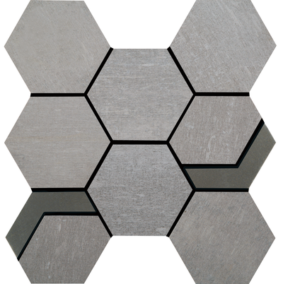 Crossville Native Metal Hexagon 11" x 12" Porcelain Mosaic