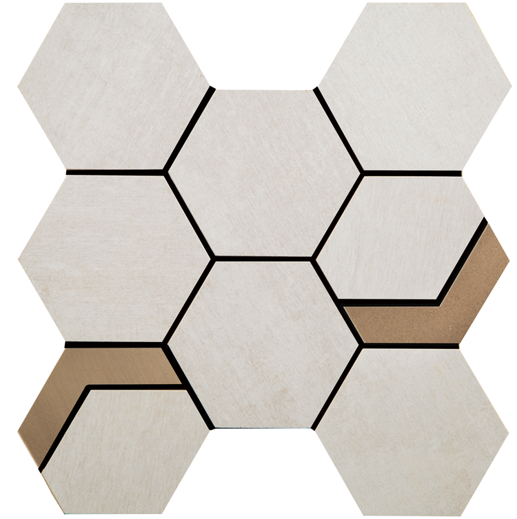 Crossville Native Metal Hexagon 11" x 12" Porcelain Mosaic