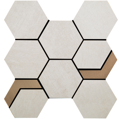 Crossville Native Metal Hexagon 11" x 12" Porcelain Mosaic