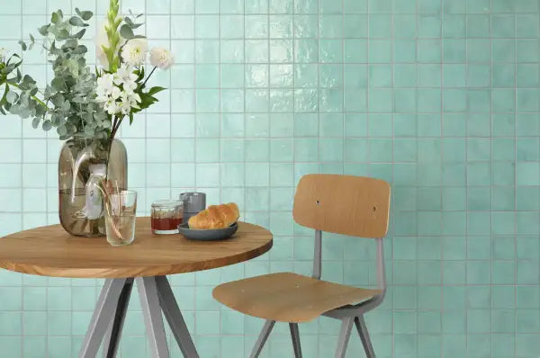 Agrob Buchtal Karl Glazed 4 x 4 11.7" x 11.7" Porcelain Mosaic Aqua