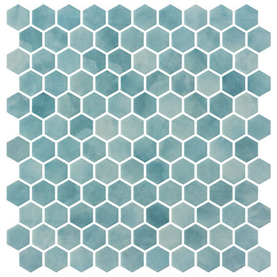Luxacious Bay 1" Hex 11.5" x 11.81" Recycled Glass Mosaic