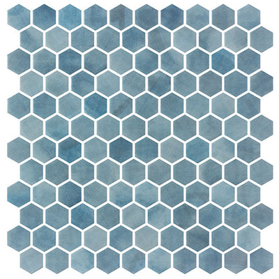 Luxacious Bay 1" Hex 11.5" x 11.81" Recycled Glass Mosaic