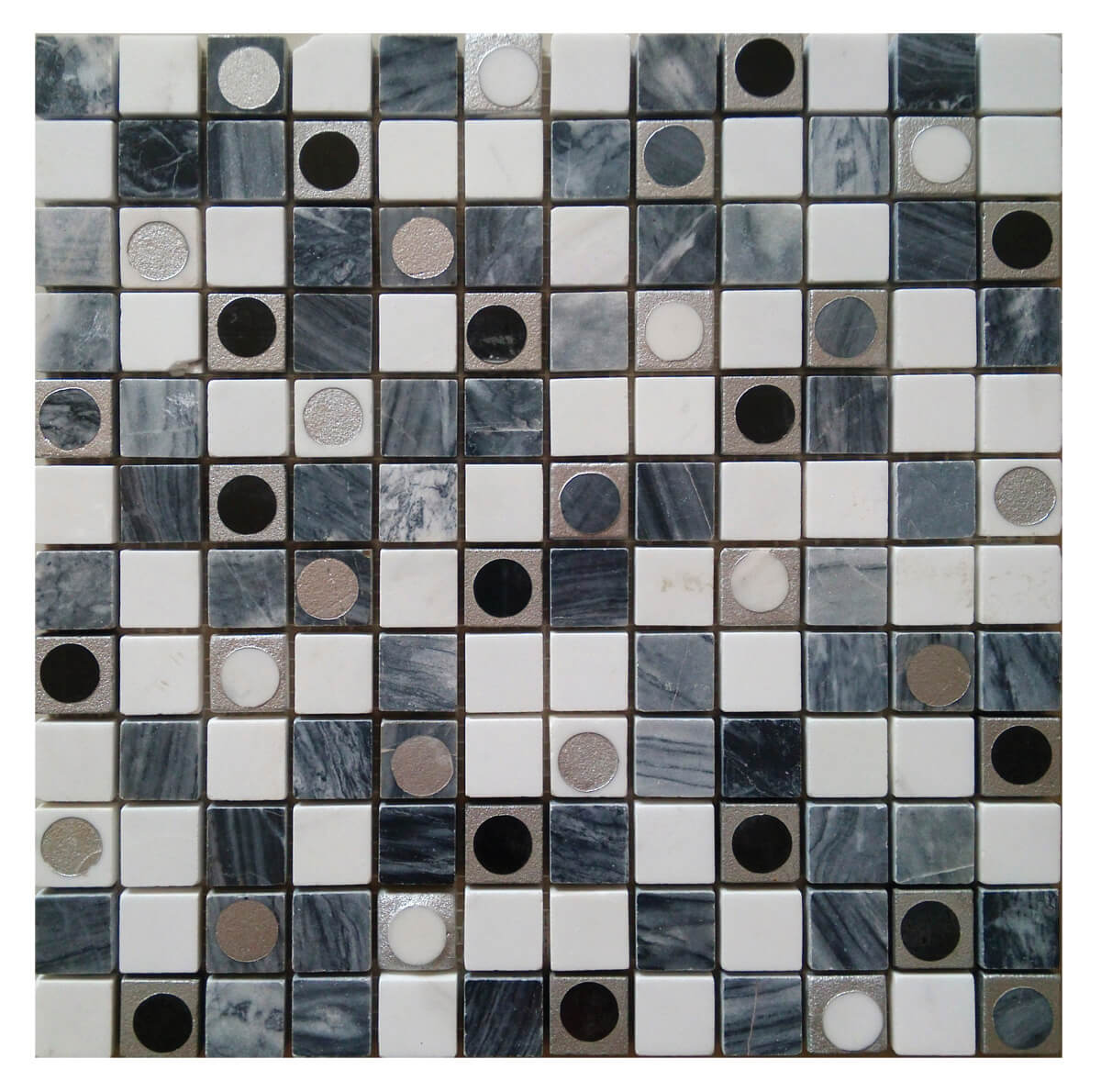 Bati Orient Marble Round 1 x 1 12" x 12" Marble Mosaic