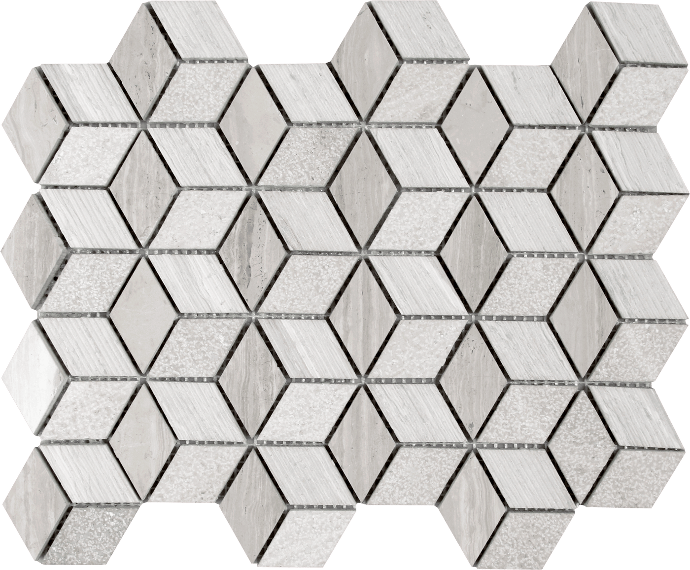 Bati Orient Limestone 3D Diamond 9.5" x 12.4" Limestone Mosaic