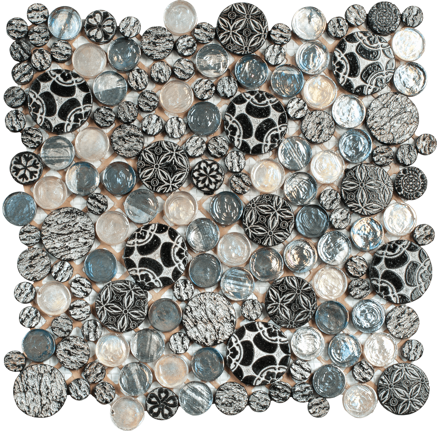 Bati Orient Penny Rounds 12" x 12" Glass Mosaic