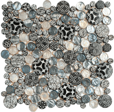 Bati Orient Penny Rounds 12" x 12" Glass Mosaic