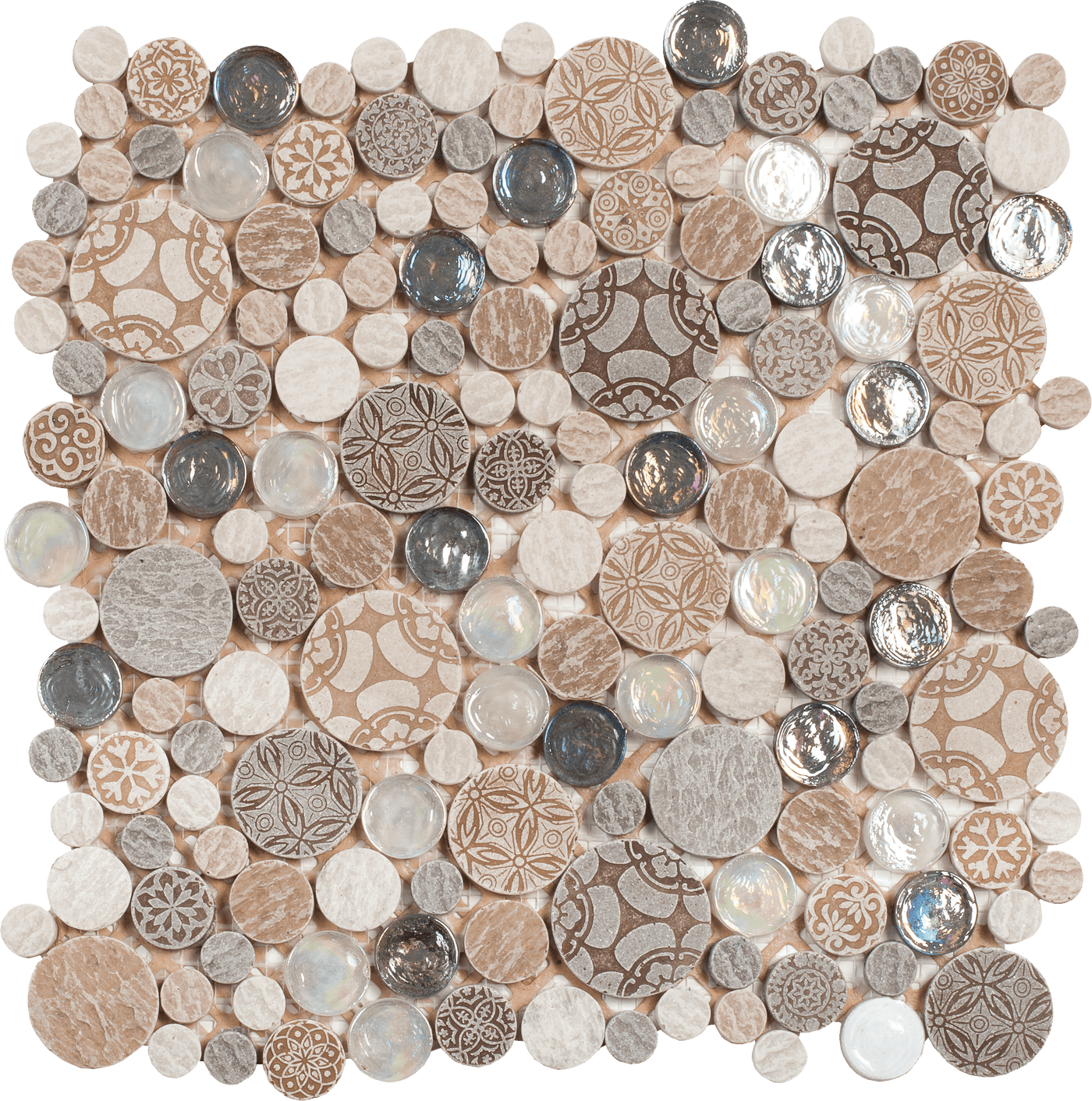 Bati Orient Penny Rounds 12" x 12" Glass Mosaic