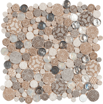 Bati Orient Penny Rounds 12" x 12" Glass Mosaic