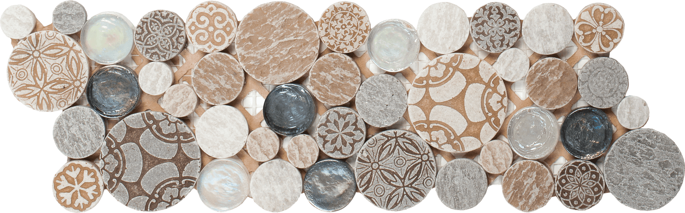 Bati Orient Penny Rounds 4" x 12" Glass Mosaic