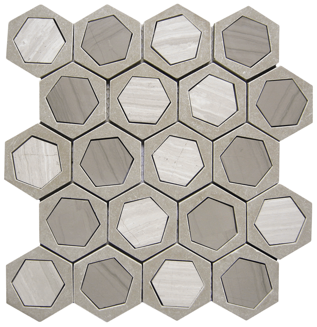 Bati Orient Mix Hexagon 11.7" x 12.7" Glass & Stone Mosaic