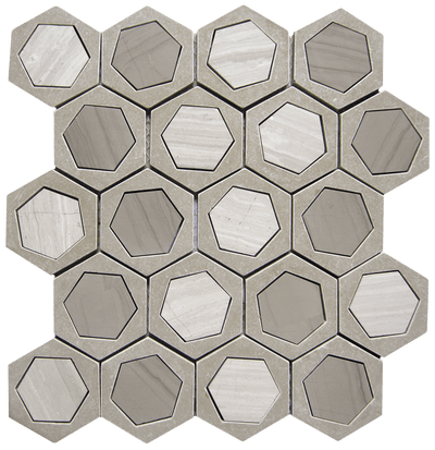 Bati Orient Mix Hexagon 11.7" x 12.7" Glass & Stone Mosaic