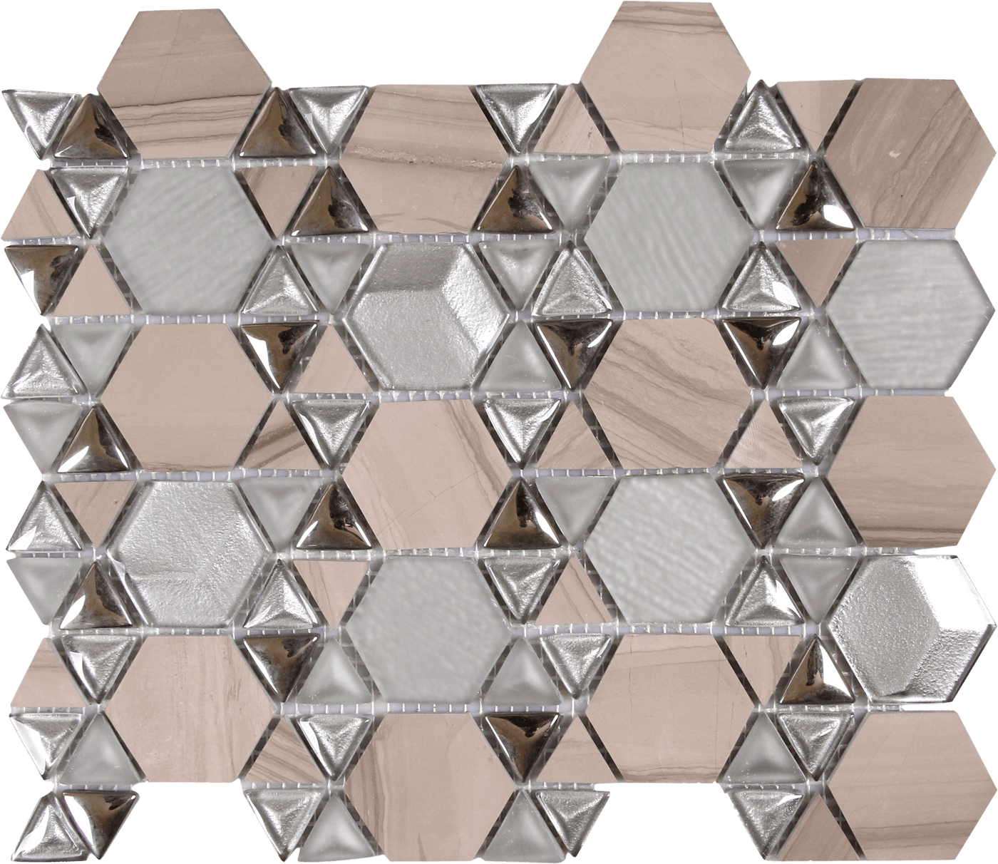 Bati Orient Mix Hexagon 9.8" x 12" Glass & Marble Mosaic