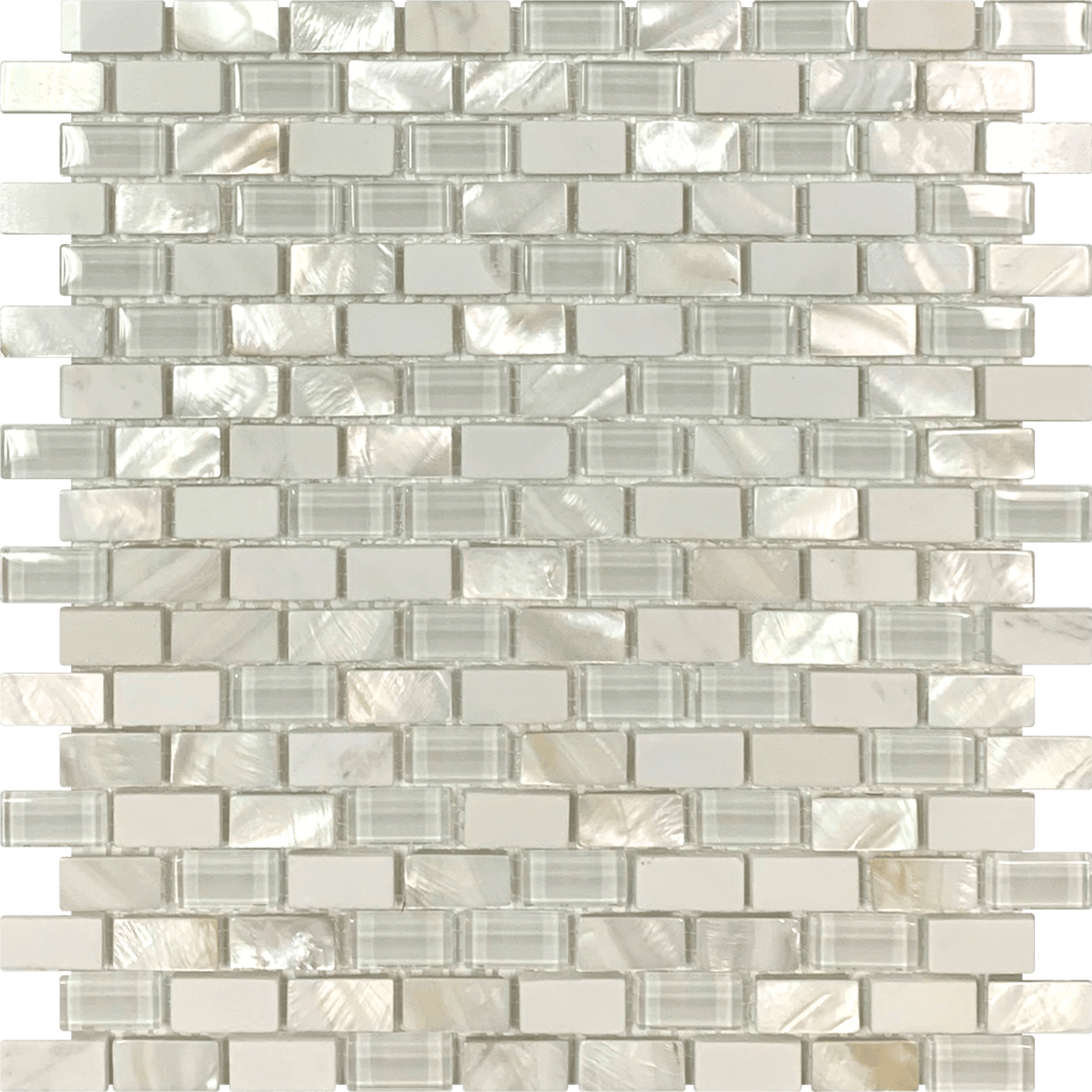 Bati Orient Mix Brick 1 x 1 11.4" x 12" Mother Of Pearl, Glass & Marble Mosaic