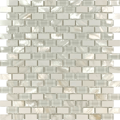 Bati Orient Mix Brick 1 x 1 11.4" x 12" Mother Of Pearl, Glass & Marble Mosaic