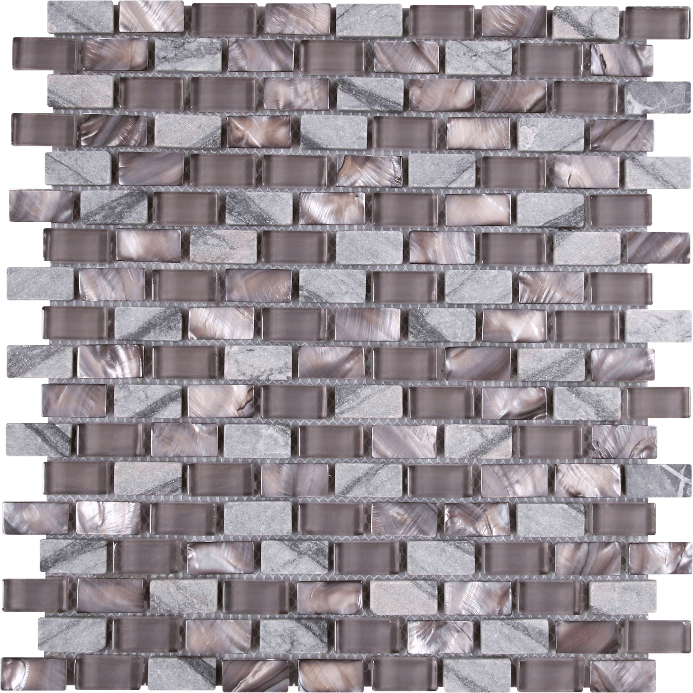 Bati Orient Mix Brick 1 x 1 11.4" x 12" Mother Of Pearl, Glass & Marble Mosaic