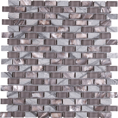 Bati Orient Mix Brick 1 x 1 11.4" x 12" Mother Of Pearl, Glass & Marble Mosaic