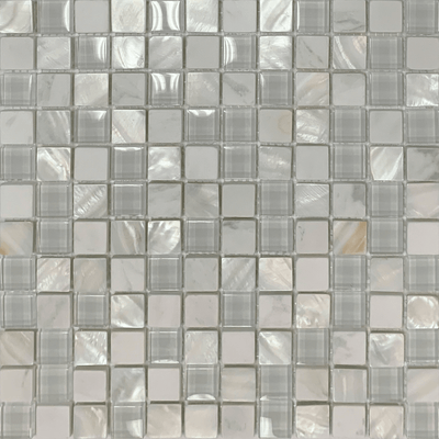 Bati Orient Mix 1 x 1 11.7" x 11.7" Mother Of Pearl, Glass & Marble Mosaic