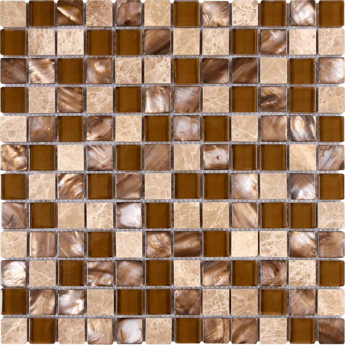 Bati Orient Mix 1 x 1 11.7" x 11.7" Mother Of Pearl, Glass & Marble Mosaic