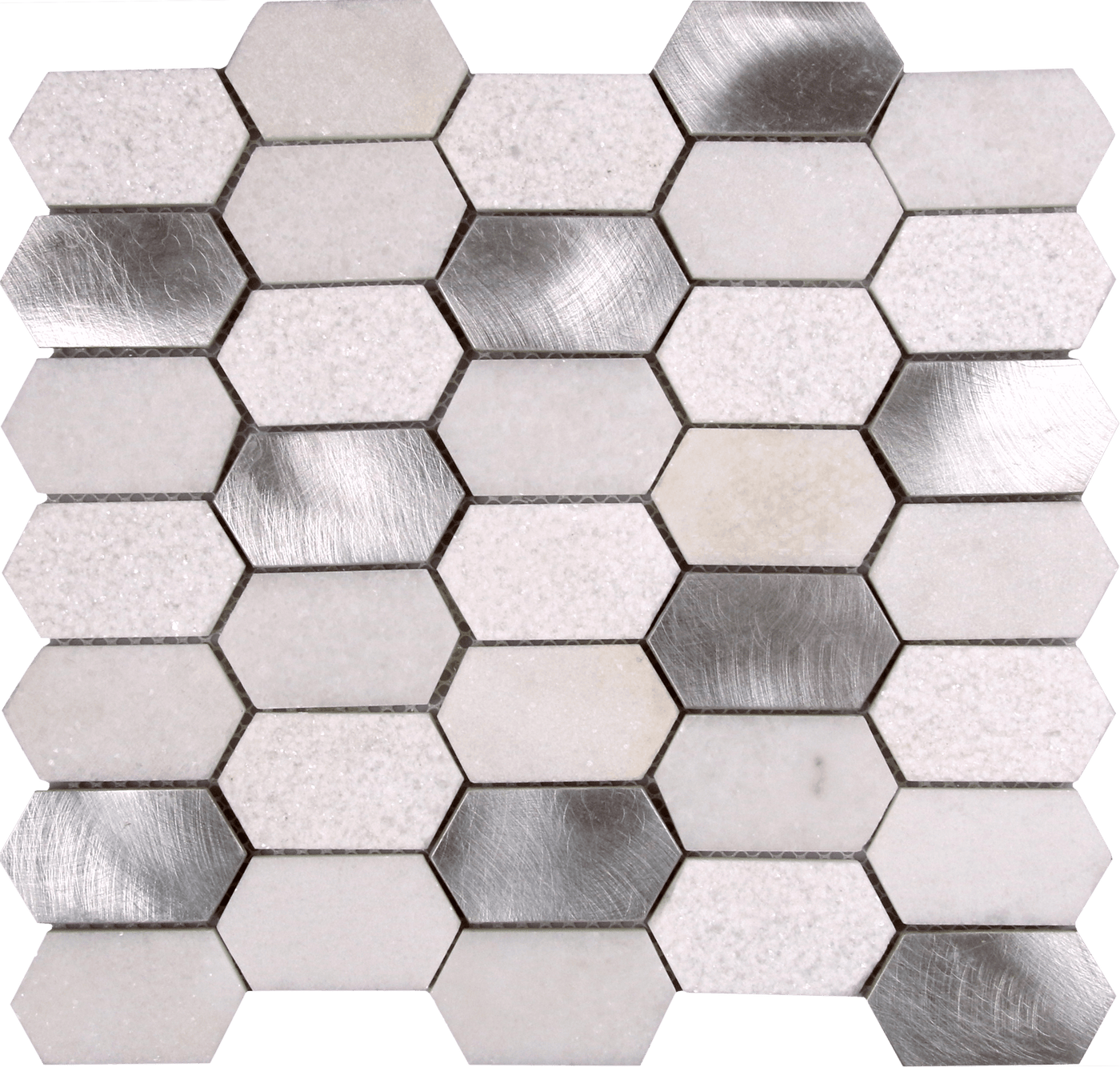 Bati Orient Mix Hexagon 10.4" x 11.2" Aluminum & Marble Mosaic