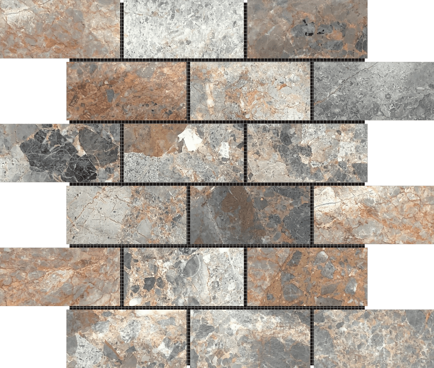 Bati Orient Marble Brick 2 x 4 11.8" x 11.8" Marble Mosaic