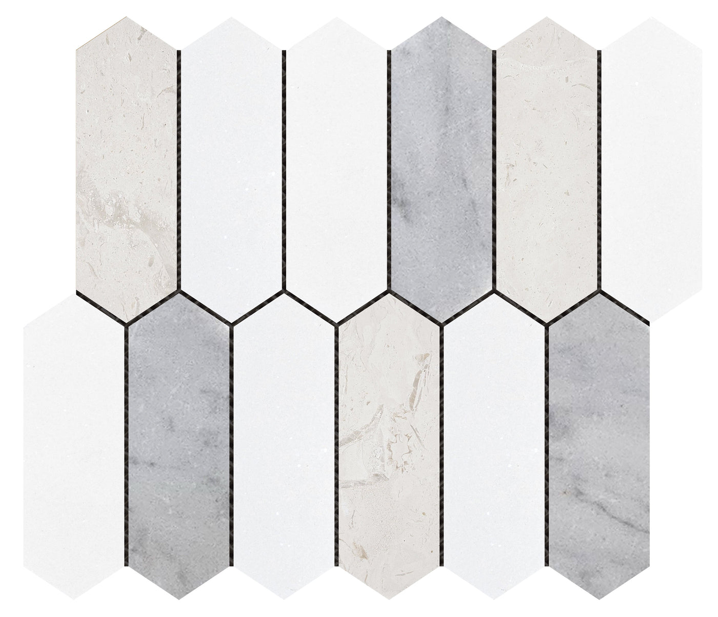 Bati Orient Marble Picket 2 x 6 10.2" x 11.7" Marble Mosaic