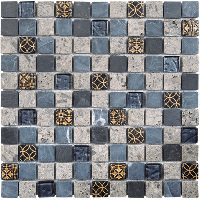 Bati Orient Mix 1 x 1 12" x 12" Glass & Marble Mosaic